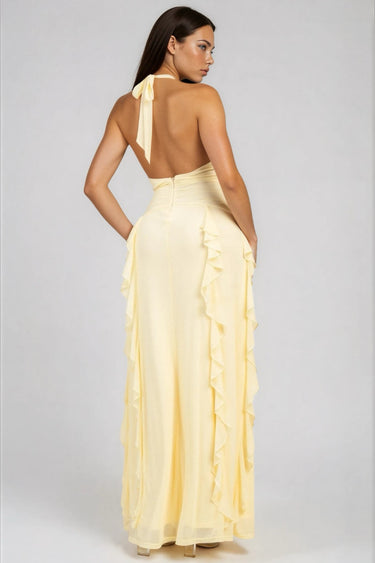 Brunch dates with the girls Halter Ruffle Maxi Dress