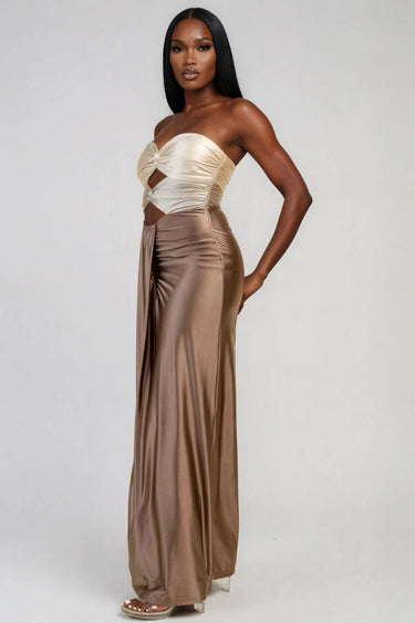 Crime To Love Contrast Waist Cut Out Maxi Dress