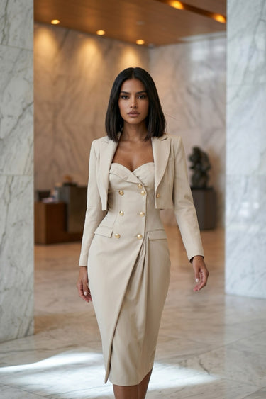 Apply Pressure Double-breasted Bustier Blazer Dress Pre-order