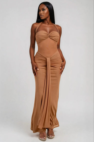 Deserve You Halter Neckline Maxi Dress