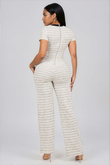 Give Me A Hug Short Sleeve Tweed Jumpsuit