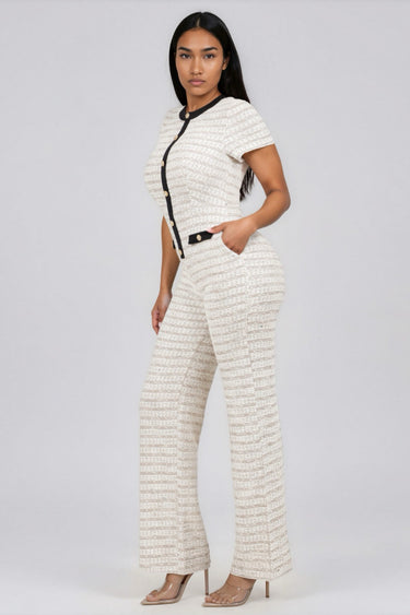 Give Me A Hug Short Sleeve Tweed Jumpsuit