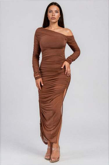 Give Me Your Love Long Sleeves Assymetrical Hem Maxi Dress