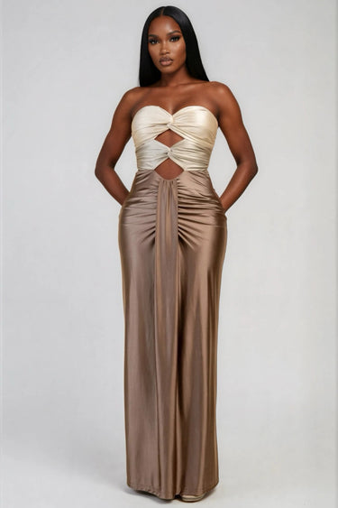 Crime To Love Contrast Waist Cut Out Maxi Dress
