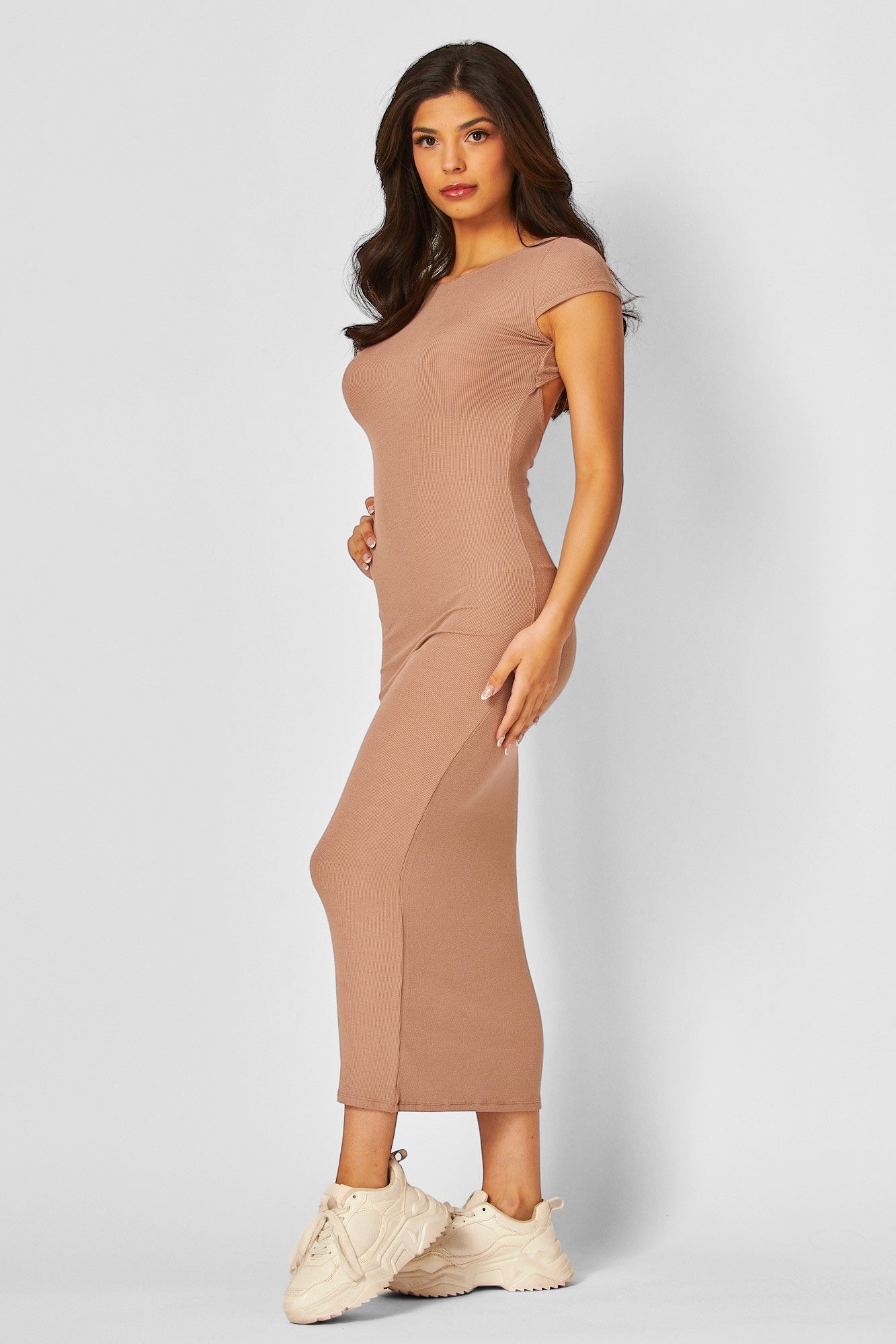 Best of luck ribbed open back maxi dress