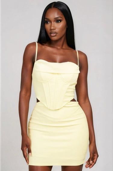 Always Be Mine Cowl Neck Corset Mini Dress