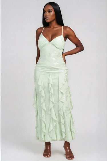 Amazing Feeling Pattern Lace Maxi Dress