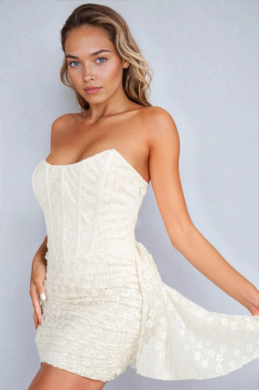 Attention Strapless Corset Lace Mini Dress