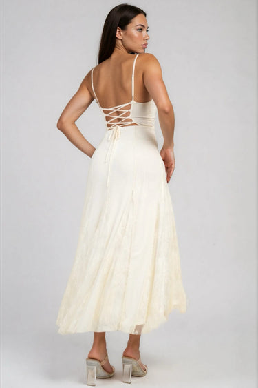 Be Your Girl Lace-Up Back Midi Dress