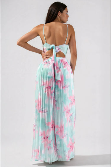 Love Again Floral Chiffon Winkled Palazzo Jumpsuit