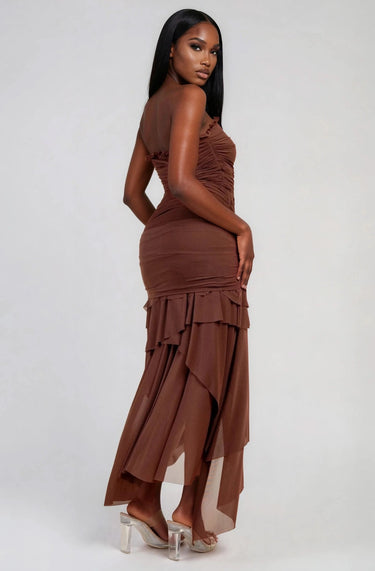 All I See Is You Strapless Ruched Twist Midi Dress