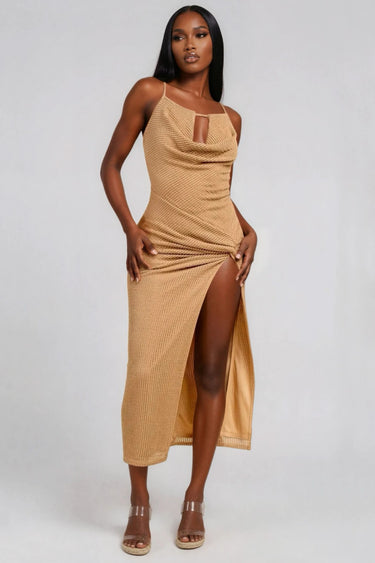 Come Back To Me Cowl Neck Midi Dress