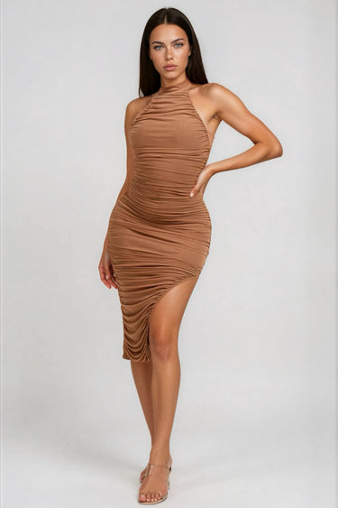 Bittersweet Mock Neck Mesh Midi Dress