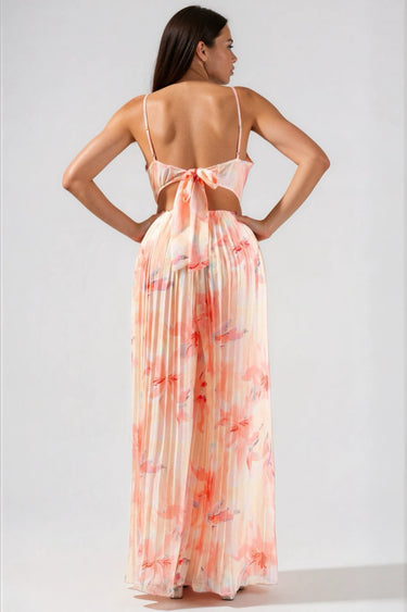 Love Again Floral Chiffon Winkled Palazzo Jumpsuit