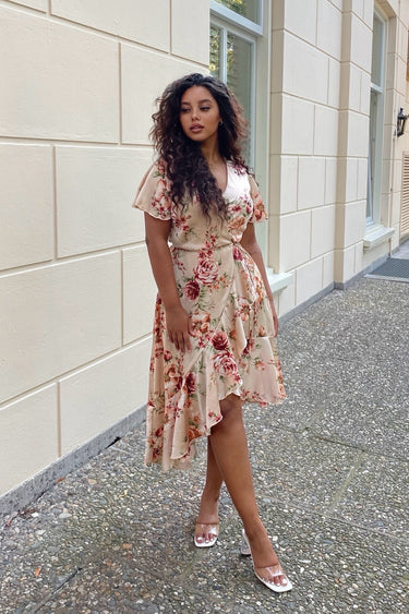 Floral Charme Satin Midi Dress
