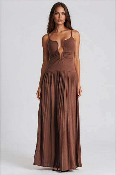 For The Moment Knit Cutout Pleated Maxi Dress