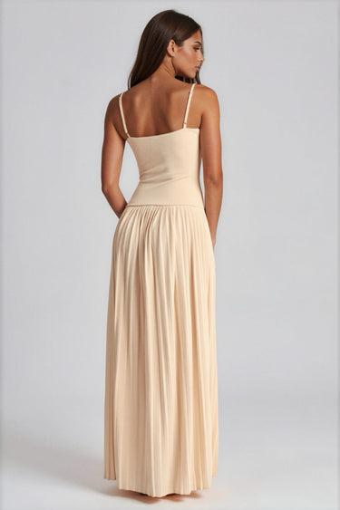 For The Moment Knit Cutout Pleated Maxi Dress