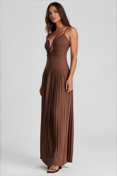For The Moment Knit Cutout Pleated Maxi Dress
