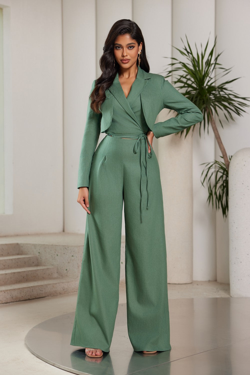 Forever chic blazer top and highwaist pants