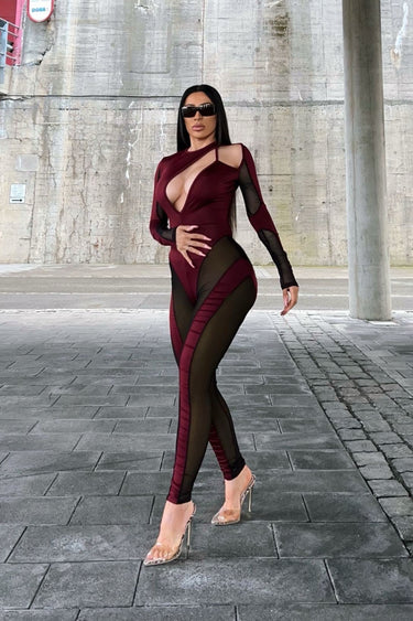 It's All Good Sheer Panel Jumpsuit