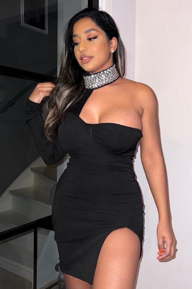 Keep It Classy Diamond Choker Mini Dress