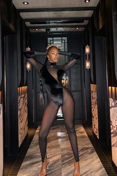 Step Ya Game Up Velvet Jumpsuit
