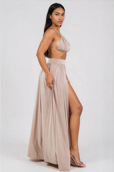 Vacation Mood Halter Top and Skirt Two-Piece Set